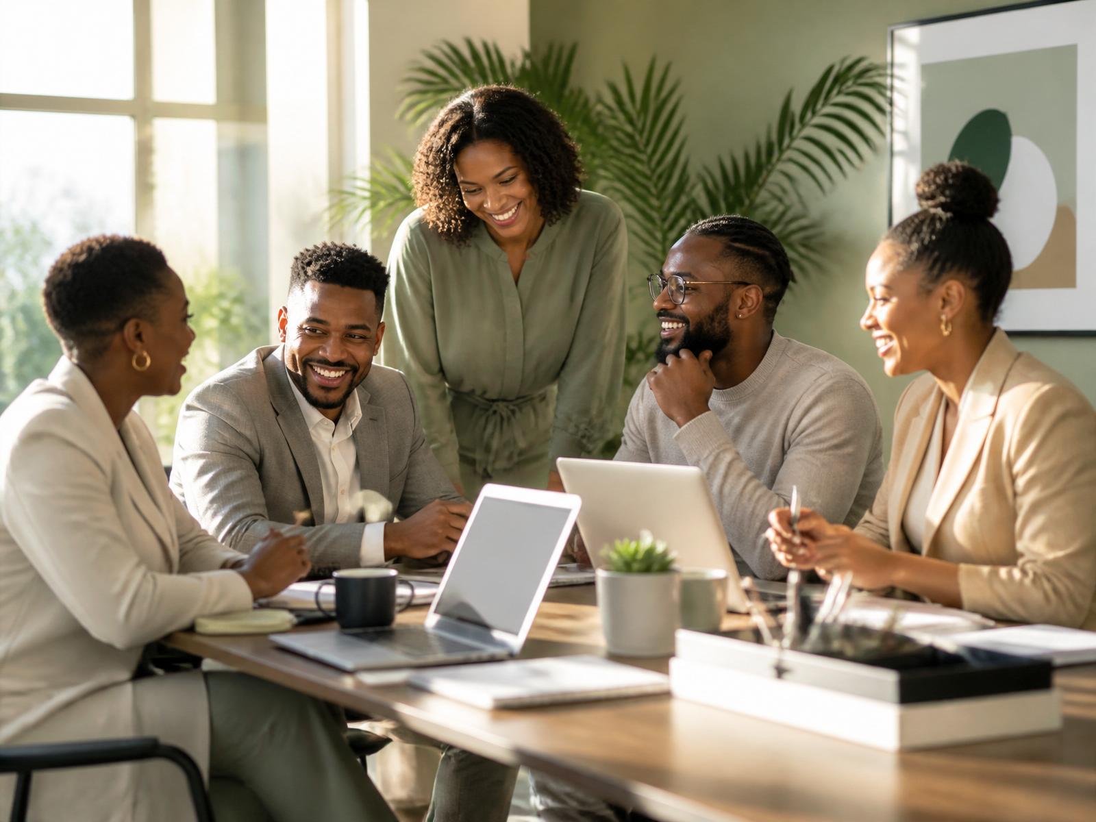 Diverse professionals collaborating around a conference table